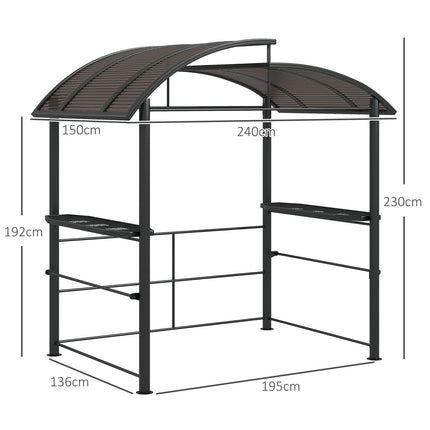 BBQ-Pavillon mit UV-Schutz & 2 Ablagen, dunkelgrau
