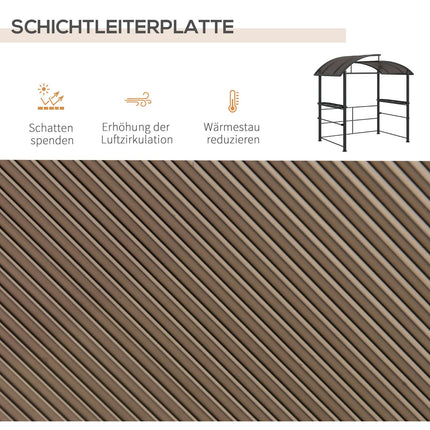 BBQ-Pavillon mit UV-Schutz & 2 Ablagen, dunkelgrau