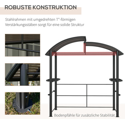 BBQ-Pavillon mit UV-Schutz & 2 Ablagen, dunkelgrau