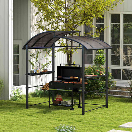 BBQ-Pavillon mit UV-Schutz & 2 Ablagen, dunkelgrau
