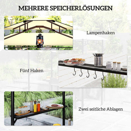 Grillpavillon mit verstellbarer Markise und Ablagen