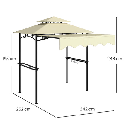 Grillpavillon mit verstellbarer Markise und Ablagen