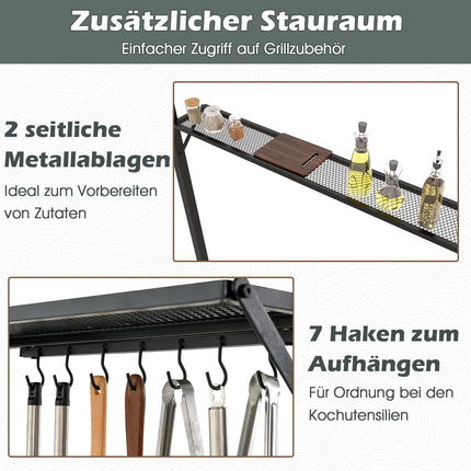 Grillpavillon mit Doppeldach & Ablagen, 240x151 cm, Grau
