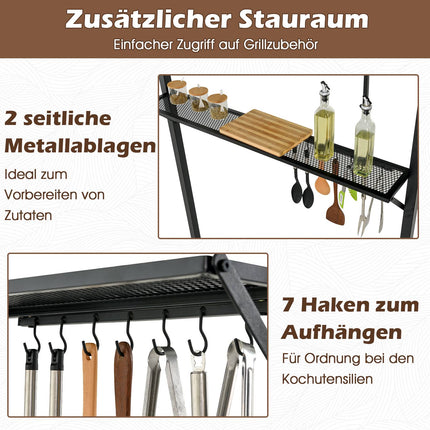 Grillpavillon mit Doppel-Dach, Ablagen & Haken, 240x151 cm