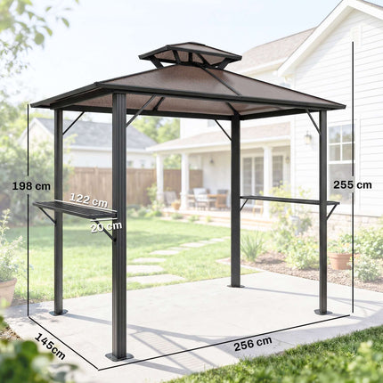 Grillpavillon mit Polycarbonatdach, Aluminiumrahmen