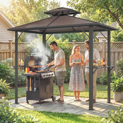 Grillpavillon mit Polycarbonatdach, Aluminiumrahmen