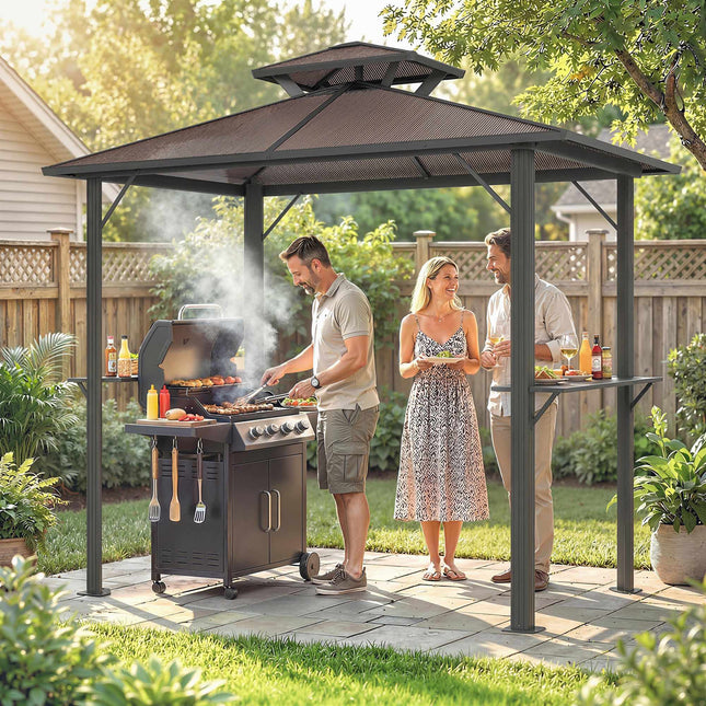 Grillpavillon mit Polycarbonatdach, Aluminiumrahmen