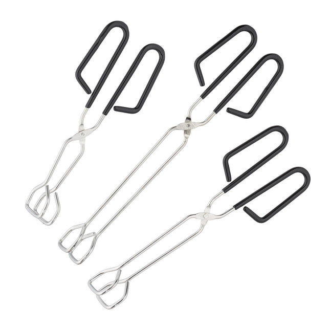 Grillzangen-Set, 3-teilig, Edelstahl mit Gummigriff