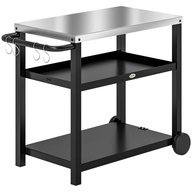 Holzkohlegrillwagen - 3-stufig, Edelstahl, 102x50x81 cm
