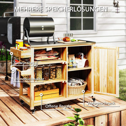 Outdoor Holzkohlegrill-Anhänger - 6-stöckiger Holz-Grilltisch