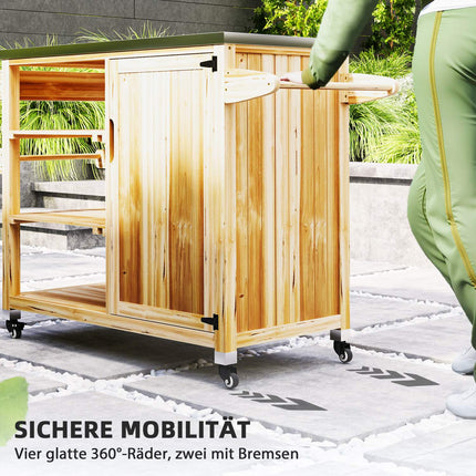Outdoor Holzkohlegrill-Anhänger - 6-stöckiger Holz-Grilltisch