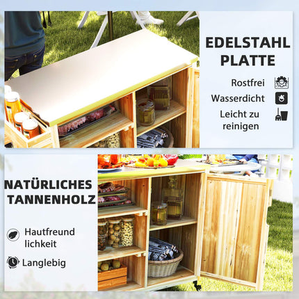 Outdoor Holzkohlegrill-Anhänger - 6-stöckiger Holz-Grilltisch