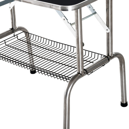 Klappbarer Wickeltisch aus Edelstahl, höhenverstellbar
