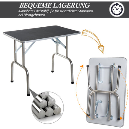 Klappbarer Wickeltisch aus Edelstahl, höhenverstellbar