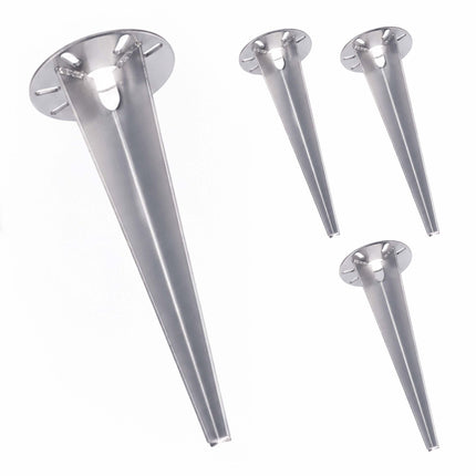 Erdanker für Gartenleuchten, 4er-Set, Silber