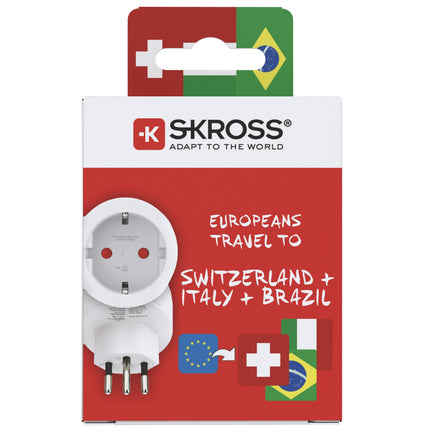 Gegrundeter Reiseadapter Europa nach Schweiz/Italien/Brasilien