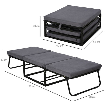 Klappbarer Gästebett-Hocker – Verstellbar, Polyester, Grau