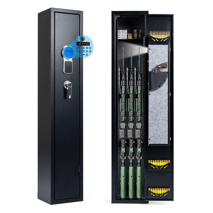 Gun Cabinet with Digital Lock, 8-Rifle Capacity, Black