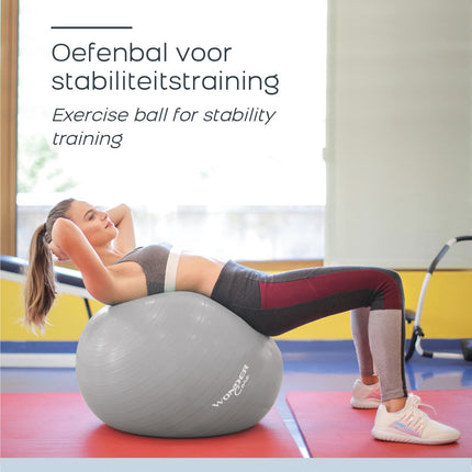 Gym Ball 75 cm – Anti-Burst, Grey, Yoga & Fitness