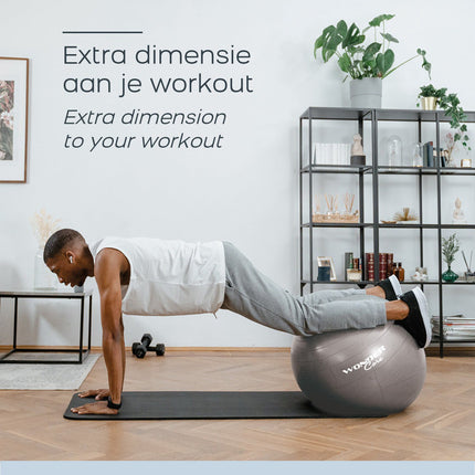 Gym Ball 75 cm – Anti-Burst, Grey, Yoga & Fitness