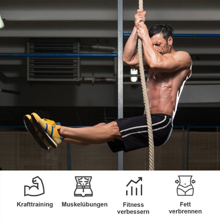 Turnhallen-Kletterseil Übungsseil mit Gummigriffen Sportseil aus Juteseil Trainingsseil Gelb 3m/4,5m/6m/9m-3m