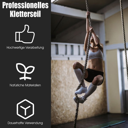 Gym climbing rope exercise rope with rubber handles sports rope made of jute rope training rope yellow 3 m/4.5 m/6 m/9 m-4.5 m