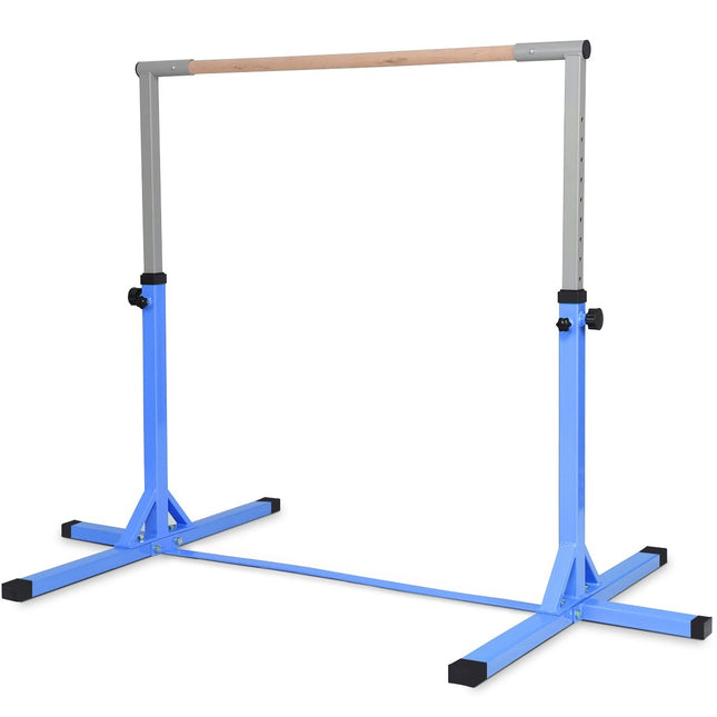 Gymnastics gymnastics bar, height-adjustable gymnastics bars, resilient horizontal bar, pink/blue-blue