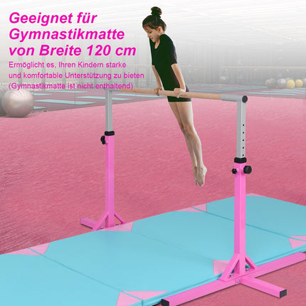 Turnen Turnreck, Höhenverstellbares Turnreck, Belastbares Reck, Rosa/Blau-Pink