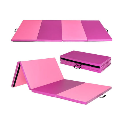 Turnmatte mit abnehmbarem Kunstlederbezug 240 x 117 x 5 cm rot + pink