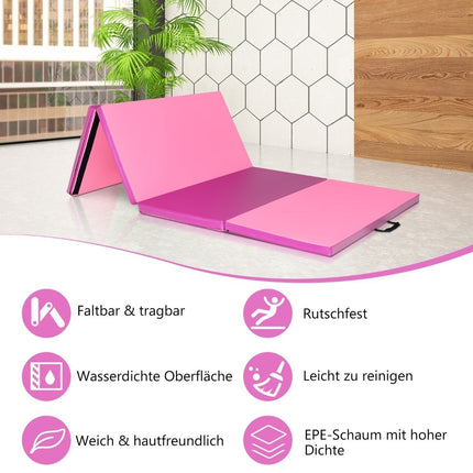 Turnmatte mit abnehmbarem Kunstlederbezug 240 x 117 x 5 cm rot + pink