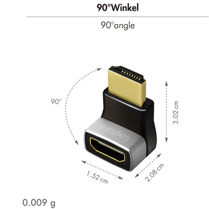 HDMI 2.1 Adapter, 90° gewinkelt, 8K/60Hz, Stecker auf Buchse