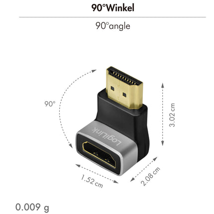 HDMI-Adapter, 270° Stecker auf Buchse, 8K/60Hz Unterstützung