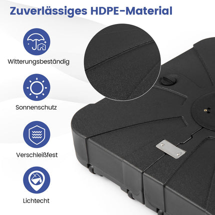 HDPE-Schirmständer mit Rollen, 130 kg, befüllbar, Schwarz