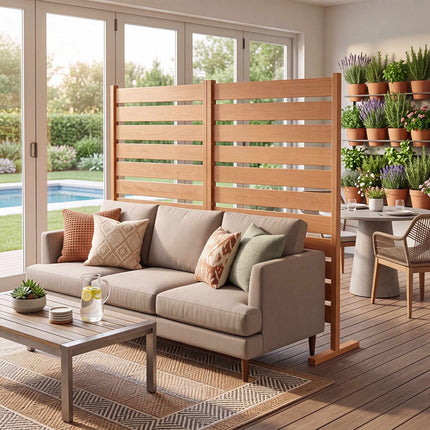 HIPS Privacy Fence, Wood Grain, Weatherproof, 93x63.5 cm