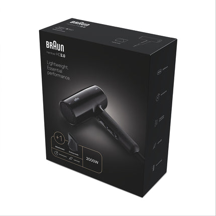 Hair Dryer 2000W, 3 Heat 2 Speed, Cool Shot, 2 Attachments