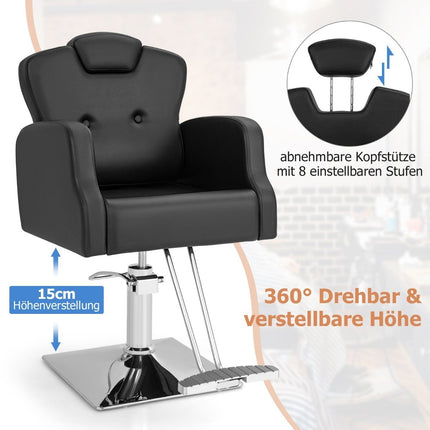 Hairdressing chair with headrest & backrest & hydraulic pump Height adjustable salon chair