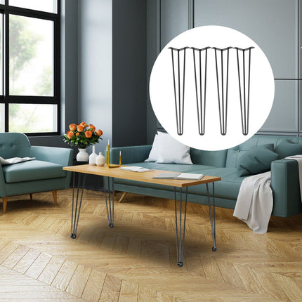 Hairpin Table Legs, 16 in Black, Set of 4, Steel