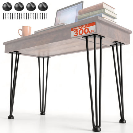 Hairpin Table Legs, 20 Inch Black 4-Pack, 3-Rod Steel