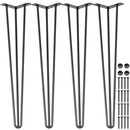 Hairpin Table Legs 30 Inch, Set of 4, Black Carbon Steel