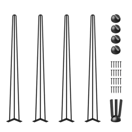 Hairpin Table Legs, 40 Inch, Set of 4, Black, 3-Rod