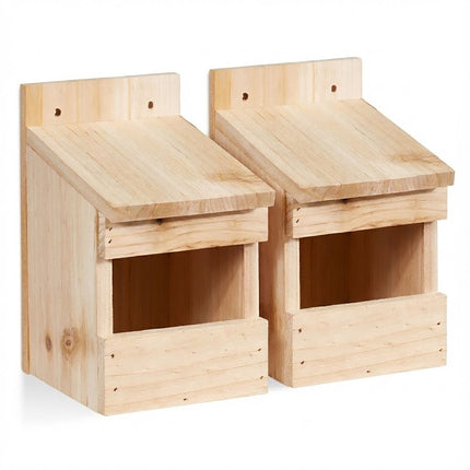 Half-Cave Nest Box Set of 2 for Niche Nesters, Untreated Fir Wood