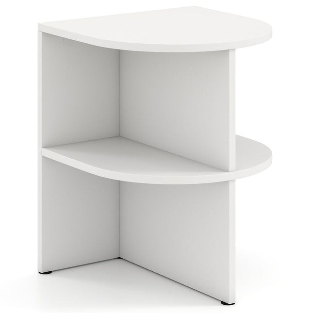 Halfronde bijzettafel met planken, wit, 38x38x48,5 cm