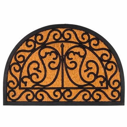 Halbrunde Kokos-Fußmatte, Zierdesign, 60x40 cm