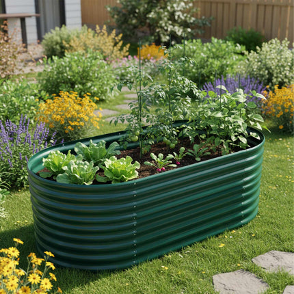 Half-Round Galvanized Metal Raised Garden Bed