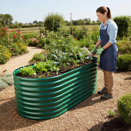 Half-Round Galvanized Metal Raised Garden Bed