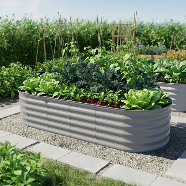 Halbrundes Hochbeet aus verzinktem Metall