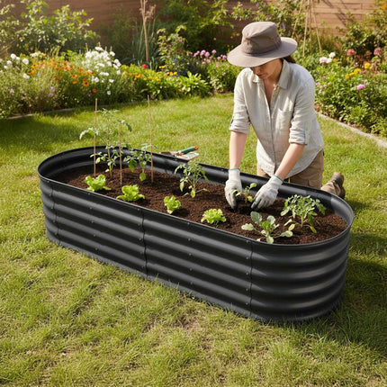 Half-Round Galvanized Metal Raised Garden Bed
