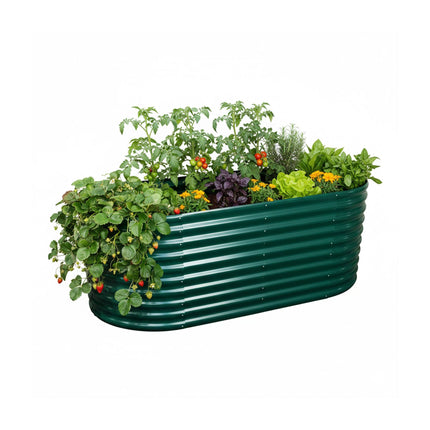 Half-Round Galvanized Metal Raised Garden Bed