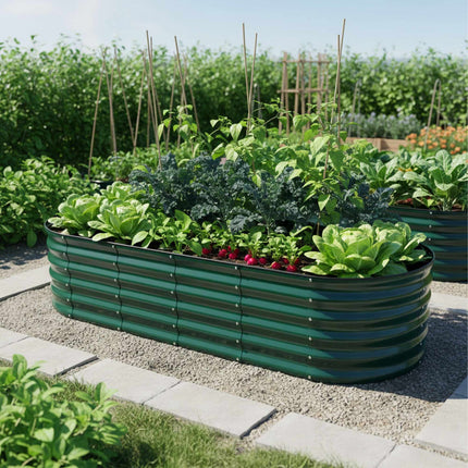 Halbrundes Hochbeet aus Metall für Gemüse