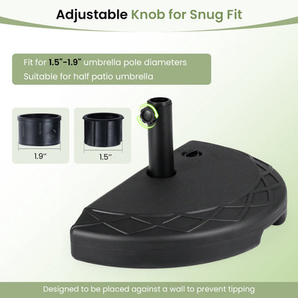 Half Round Patio Umbrella Base, 44 lbs Fillable, Black